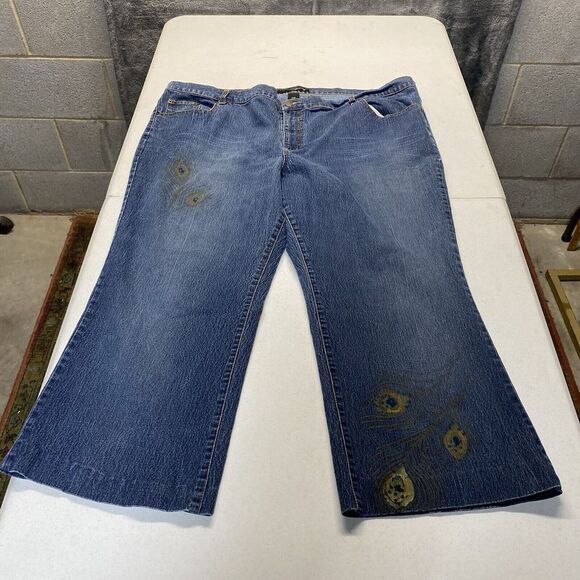 Venezia‎ Jeans Women 26W (47x25) Highrise Wide Leg Peacock Screen Blue Denim - Picture 1 of 10